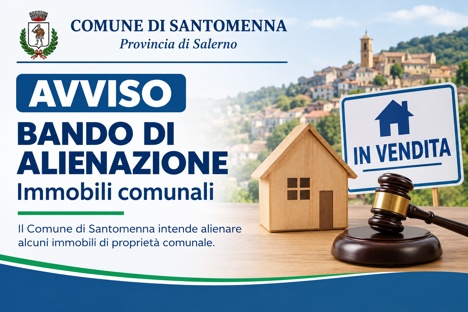 AVVISO DI BANDO PUBBLICO ALIENAZIONE DI QUATTRO LOTTI IMMOBILIARI IN LOCALITA' SANTA LUCIA DEL COMUNE DI SANTOMENNA 4° ESPERIMENTO - Scadenza giorno 29.10.2026 alle ore 12:00 